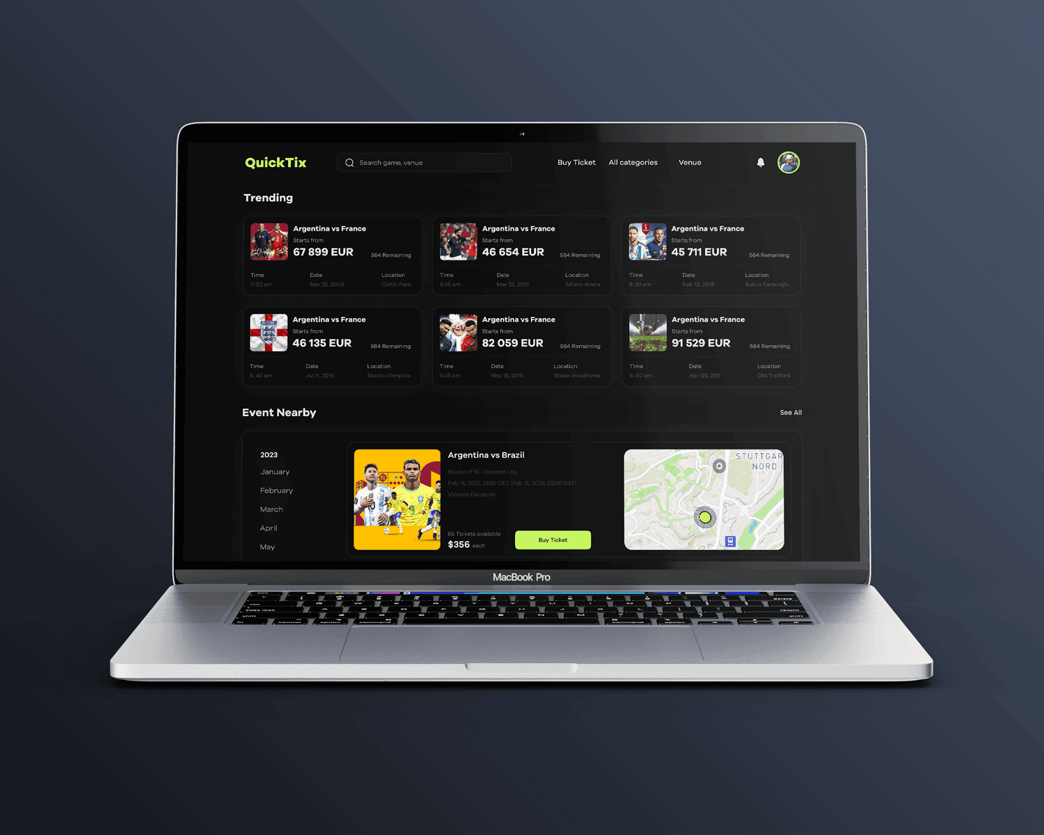 QuickTix screen